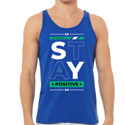 Mens Fitness Tank Top Graphic T-shirt (Stay Positive)Lets