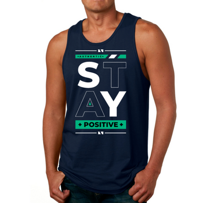 Mens Fitness Tank Top Graphic T-shirt (Stay Positive)Lets