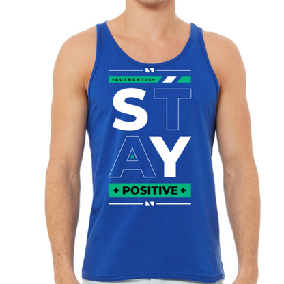 Mens Fitness Tank Top Graphic T-shirt (Stay Positive)Lets