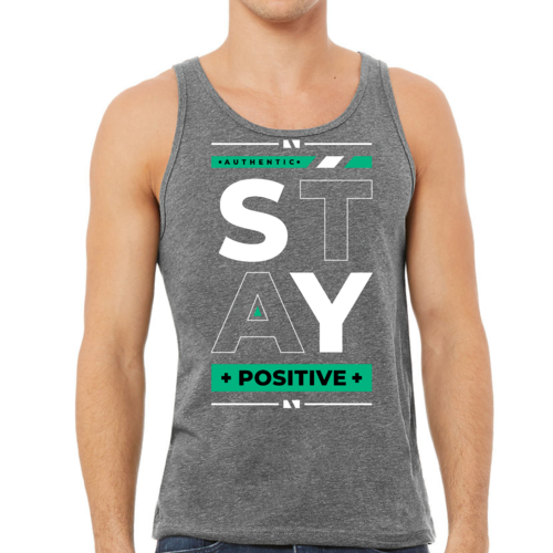 Mens Fitness Tank Top Graphic T-shirt (Stay Positive)