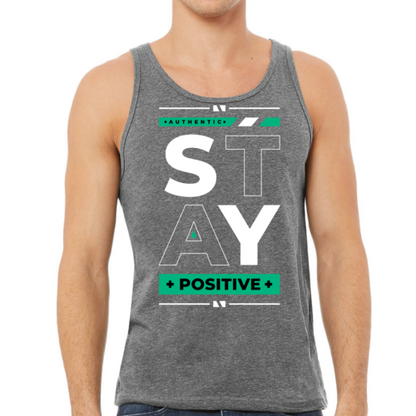 Mens Fitness Tank Top Graphic T-shirt (Stay Positive)Lets