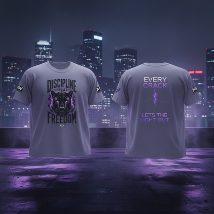 Discipline Equals Freedom Panther Tee — "Every Crack Lets the Light Out" Motivational Graphic T-Shirt