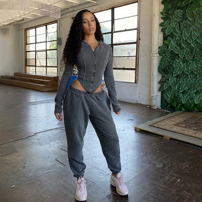 Casual Workout Sporty Two Piece Set for Women Long Sleeve
